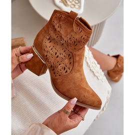 Harjakatkoiset Cowboy-saappaat korkokenkiin, jotka on kiinnitetty vetoketjulla Camel Vosilara ruskea 3