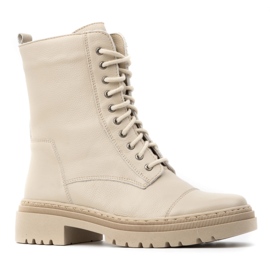 WASAK Naisten nahkaiset korkeat pitsinilkkurit talvi 0640 ecru beige 1