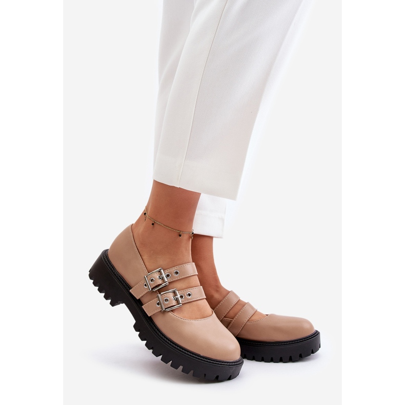 Naisten kengät Eco-nahkahihnalla, beige Terione 1