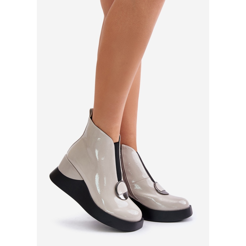 S.Barski Patenttikiila saappaat eristetyt D&amp;A MR880-136 vaaleanharmaa 1