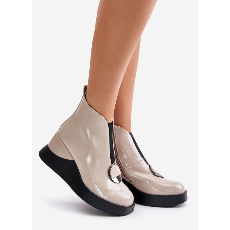 S.Barski Patenttikiila saappaat eristetyt D&amp;A MR880-136 beige 1