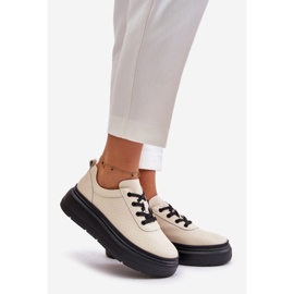 Naisten urheilukengät alustalla, luonnonnahkaa, beige 41470 Vinceza 1