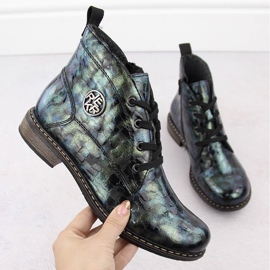 Naisten patentoidut krokonvihreät nilkkurit Rieker 71205-90 1