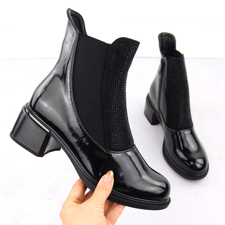 Vinceza mustat patentoidut naisten nilkkurit kuutiozirkonialla 1