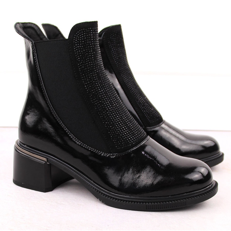 Vinceza mustat patentoidut naisten nilkkurit kuutiozirkonialla 2