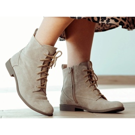 BUTDAM Naisten nahkaiset nauhasaappaat Trw, beige 2