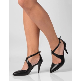 BUTDAM Xena mustat tanssikorkokengät, joissa terävä kärki ja olkaimet 1