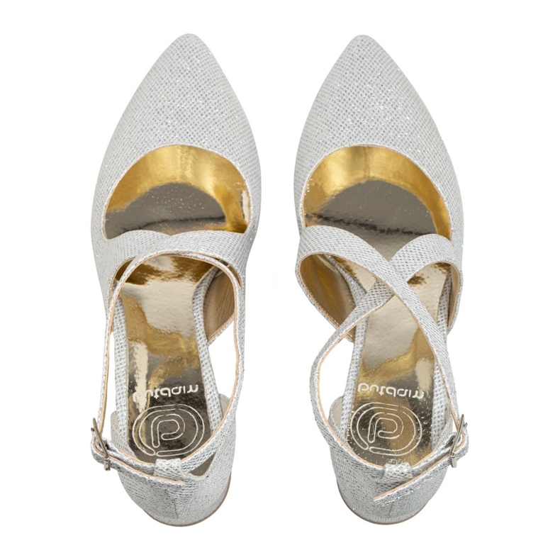 BUTDAM Matalakorkoiset hääkengät hopeisella kimalteleva Alba olkaimet hopea 1