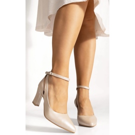 BUTDAM Nahkapumput hihnalla nilkan ympärillä, vakaa, beige Mila 1