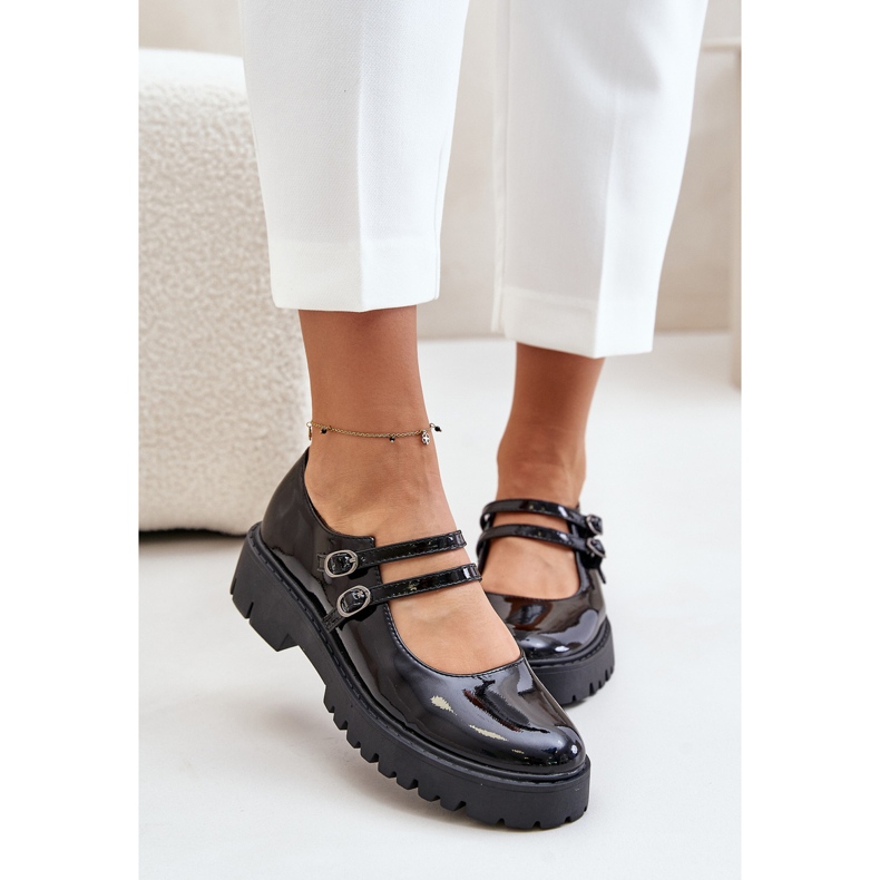 Naisten kiiltonahkaiset kengät olkaimet, Black Rialuna musta 1