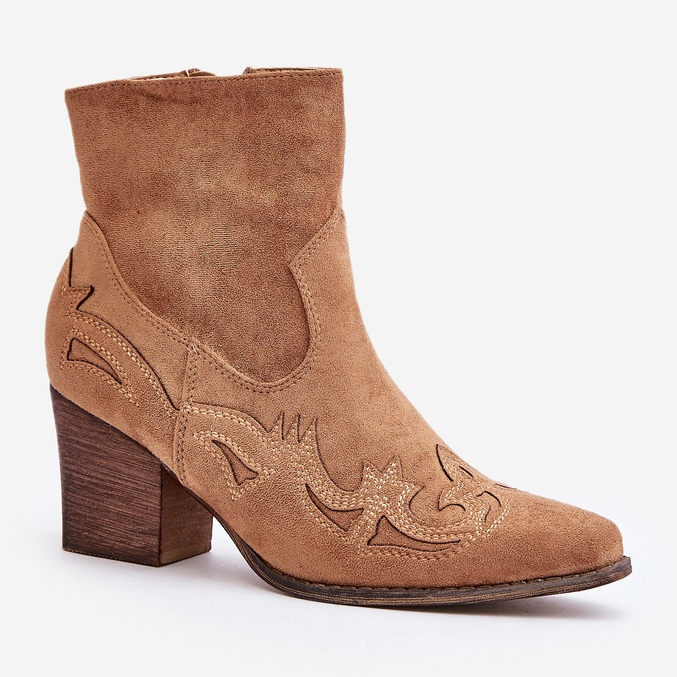 Cowboy-saappaat korkokenkiin, Eco Suede, Brown Arabelline ruskea 1