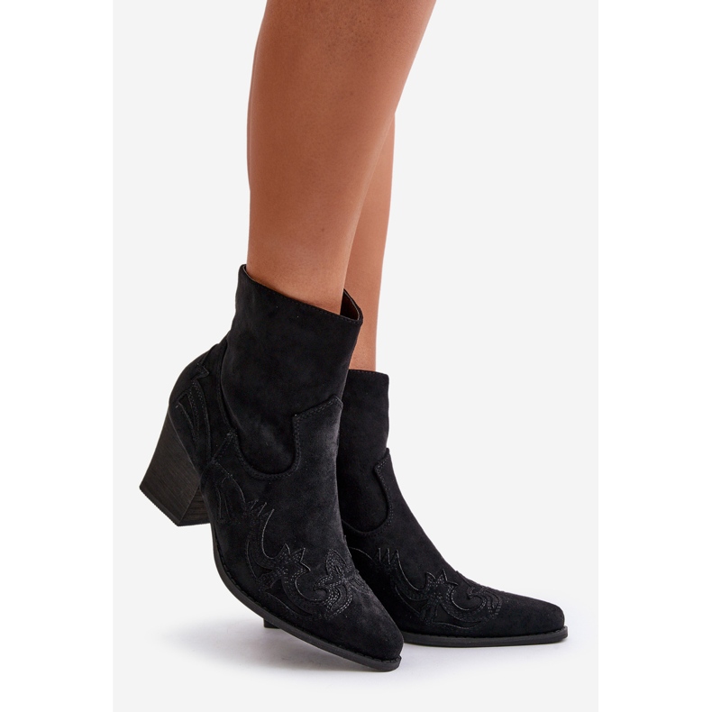 Cowboy-saappaat korkokenkiin, Eco Suede, Black Arabelline musta 1