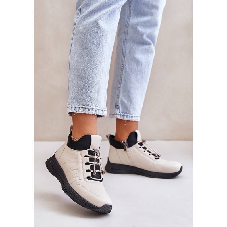 Eristetyt nahkaiset urheilukengät vetoketjulla Artiker 55C0038 beige 2