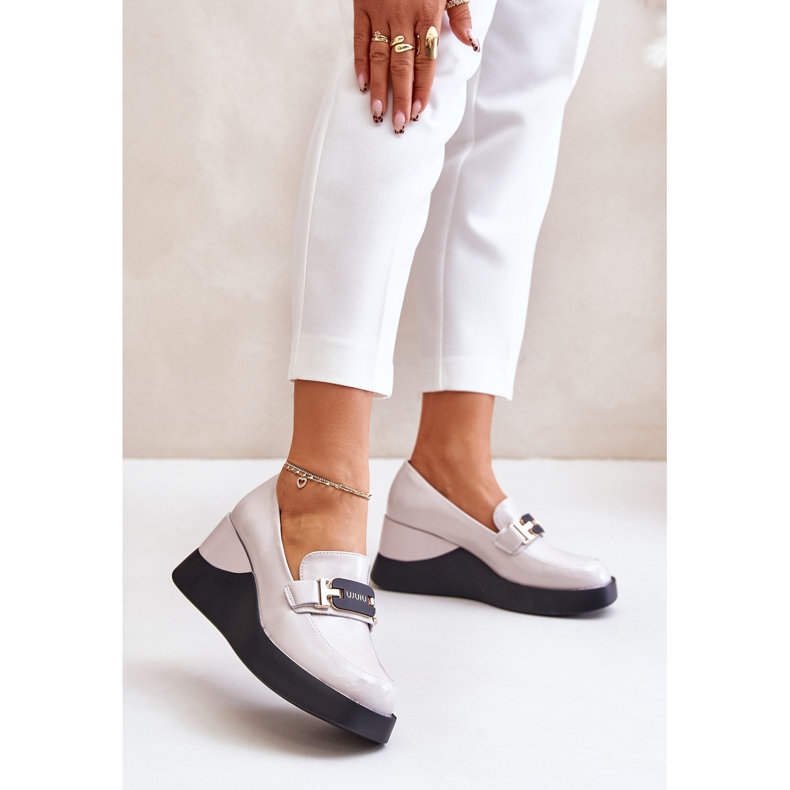 Vinceza 58337 Harmaa Patent Wedge Moccasins 2