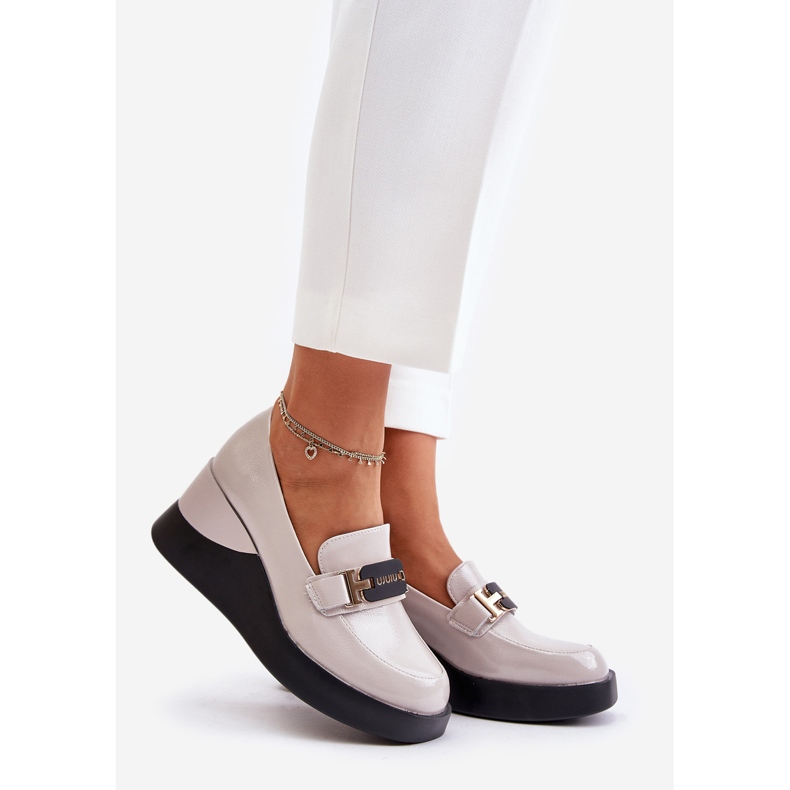 Vinceza 58337 Harmaa Patent Wedge Moccasins 1