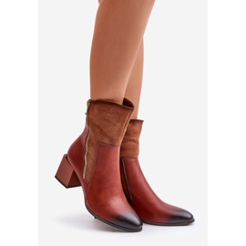 Ruskeat naisten eristetyt saappaat korkokengillä Relabina 1