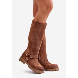 Naisten mokkanahkaiset ylipolven saappaat Lewski 3615 ruskea 1