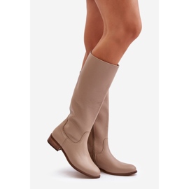 Lewski Naisten nahkasaappaat, joissa on vasen vetoketju 3616 beige 1