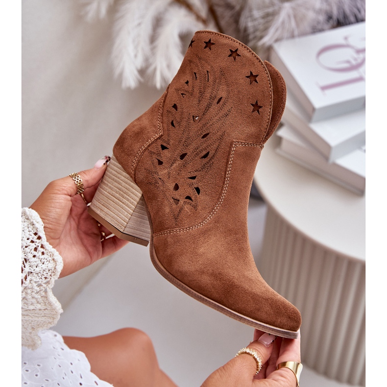 Harjakattoiset mokkanahkaiset Cowboy-saappaat korkeakorkoisella Lewski 3613 Ruskea 2