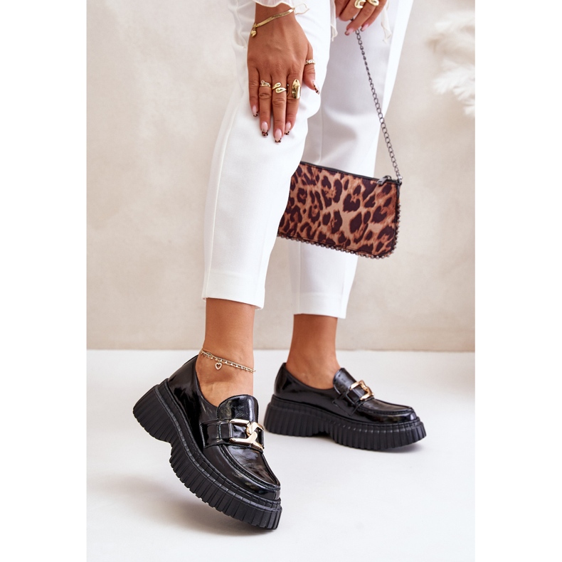 Zazoo 20176 kiiltonahkaiset naisten mokasiinikengät, luonnonnahkaa, musta 2