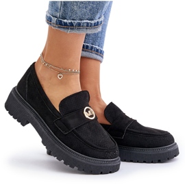 Naisten Brogues Moccasins kultaisilla yksityiskohdilla, musta Arilva 7