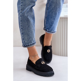 Naisten Brogues Moccasins kultaisilla yksityiskohdilla, musta Arilva 2