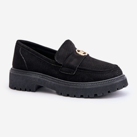 Naisten Brogues Moccasins kultaisilla yksityiskohdilla, musta Arilva 3