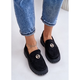 Naisten Brogues Moccasins kultaisilla yksityiskohdilla, musta Arilva 4