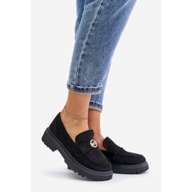 Naisten Brogues Moccasins kultaisilla yksityiskohdilla, musta Arilva 6