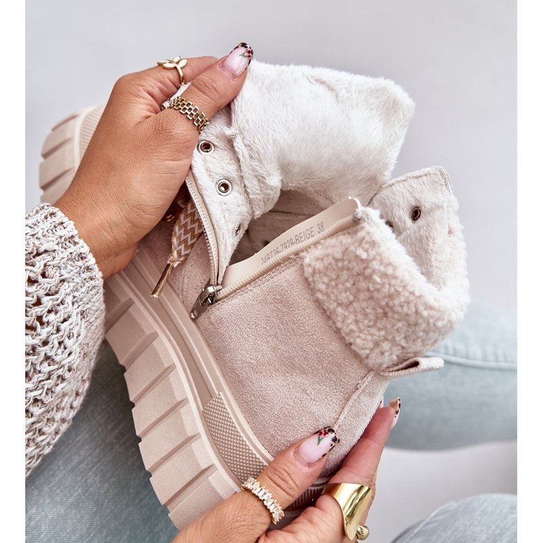 Naisten eristetyt Trapper-saappaat alustalla, beige Alcyhen 2