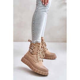 Ruskeat naisten saappaat, joissa on koristeellinen nyöritys Edidda 2