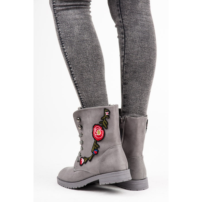 Sport Brodeeratut mokkanahkalaukut harmaa 1