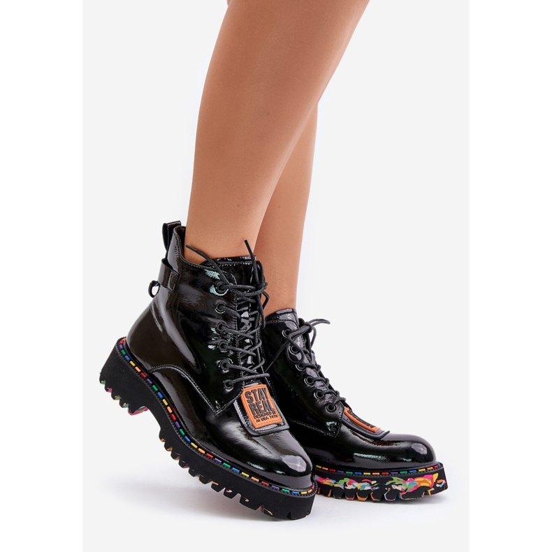 Patentti Naisten Trapper-saappaat vetoketjulla Nahka Artiker 55C0517 Musta 1