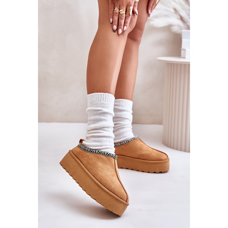 Naisten tossut, joissa on kirjonta Camel Neroma beige 2