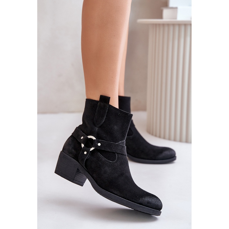 Zazoo 60477 Mokkanahkaeristetyt korkeakorkoiset nilkkurit, musta 2