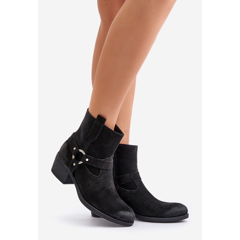 Zazoo 60477 Mokkanahkaeristetyt korkeakorkoiset nilkkurit, musta 1