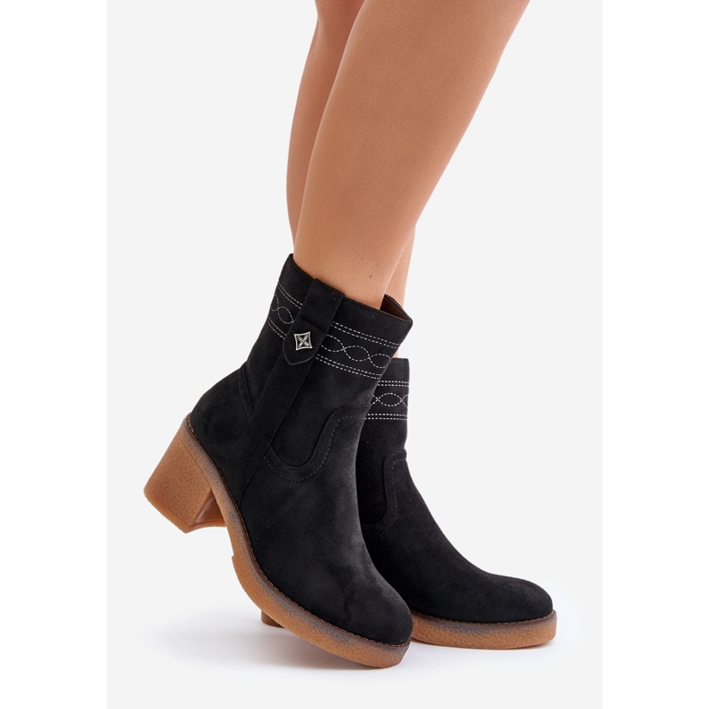 Naisten lämpimät korkokengät Musta Vailia 1