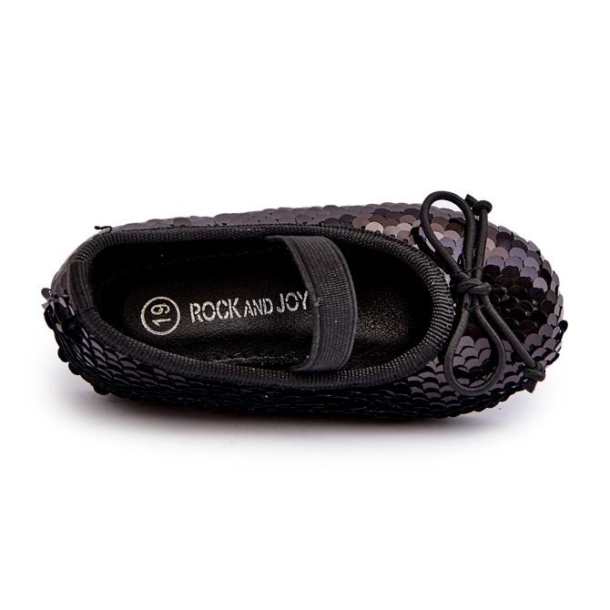 Tyttöjen balleriinit koristeltu paljeteilla ja mustalla keulalla 1