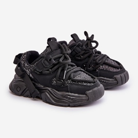 Paljeteilla koristellut lasten tennarit, Black Liatoma musta 1