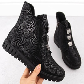 Mustat nahkaiset naisten nilkkurit alustalla Filippo DBT6360 1