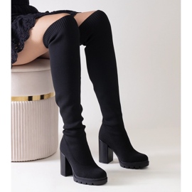 Lija pitkät mustat korkokengät 2