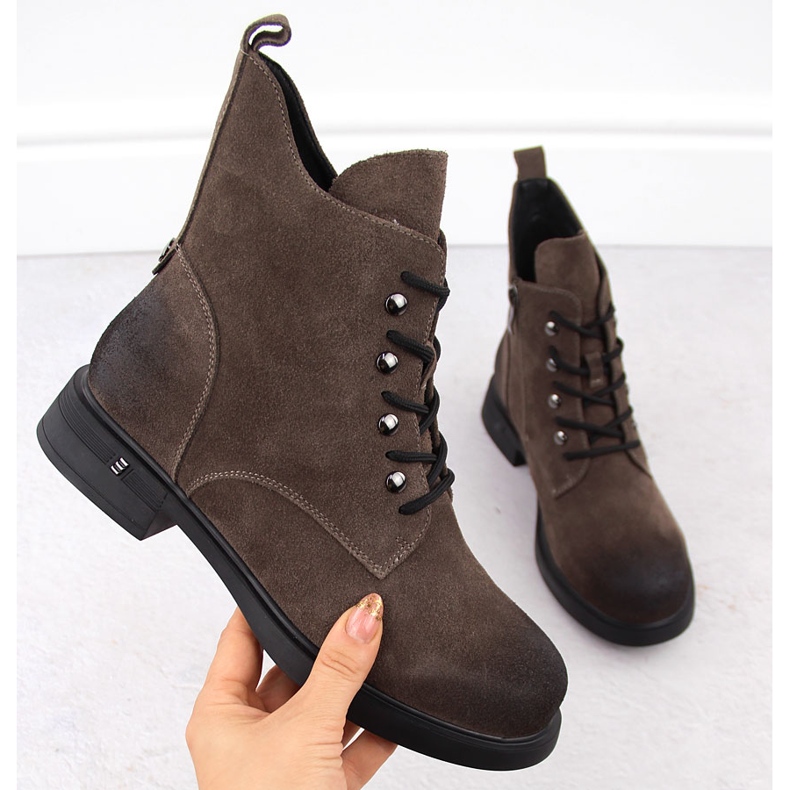 Khaki naisten nahkasaappaat D&amp;A S.Barski Premium Collection CR42-158 ruskea 1