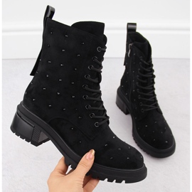 Naisten nahkainen työntekijöiden laukku zirkoneilla, musta D&amp;A S.Barski Premium Collection MR880-017 1