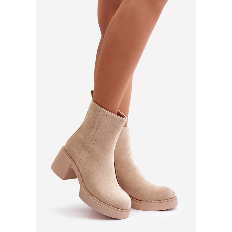 Naisten Eco Suede nilkkurit, lämmin, vaalea beige, Meriluna 1