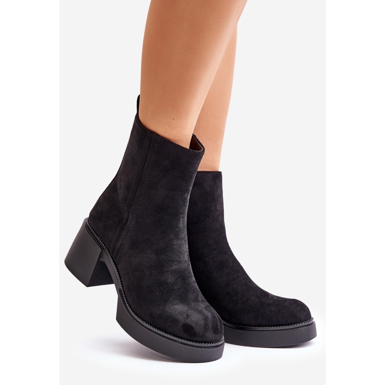 Naisten Eco Suede -saappaat korkeakorkoisilla lämmin musta Meriluna 1