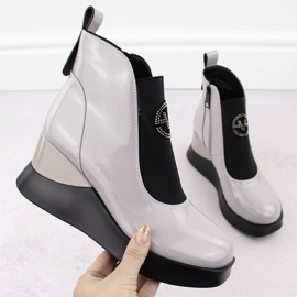 Harmaat naisten nahkaiset kiilakengät Vinceza 66703 1