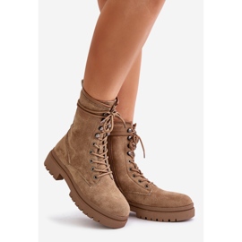 Naisten työsaappaat vetoketjulla Eco Suede, Tummanbeige Savalann 1