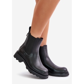 S.Barski Nahkaiset Chelsea-saappaat koristeellisella ketjulla, lämmin D&amp;A JC42-86 Musta 1