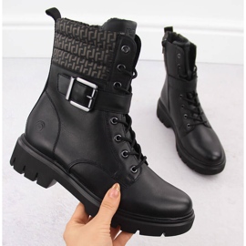 Nahkatyöläisten naisten eristetyt saappaat, mustat Remonte D1W71-03 1