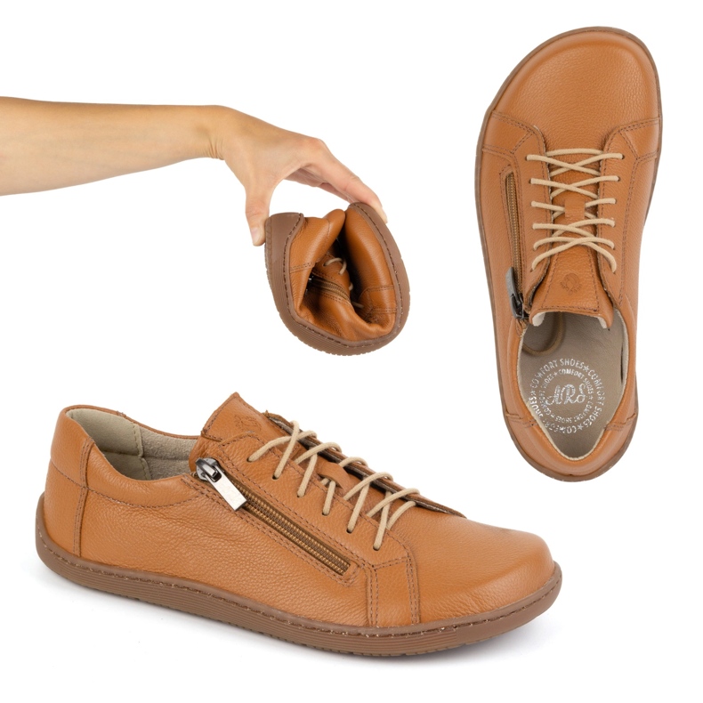 Olivier Naisten minimalistiset avojaloin nahkakengät malli 1243 punainen oranssi 1